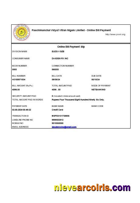INDIA PVVNL business utility bill